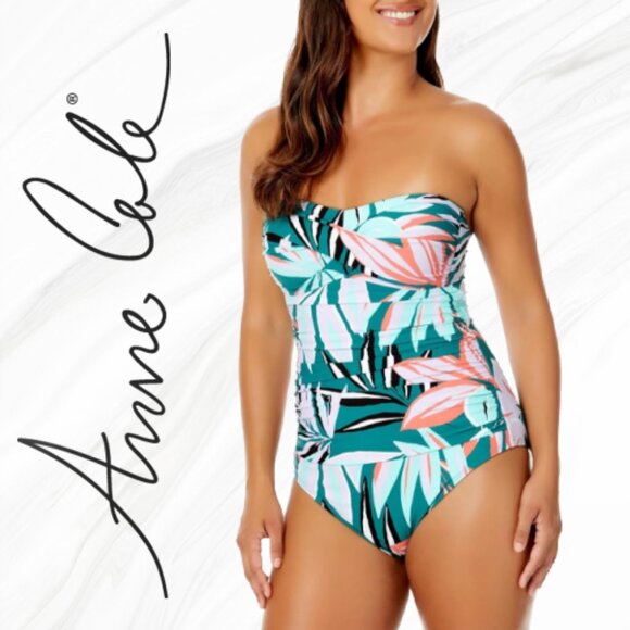 Anne Cole Limited Edition One-Piece Bandeau Twist Front Swimsuit - Picture 1 of 7